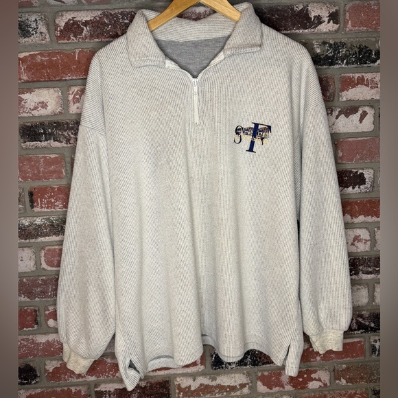 Other - Men's San Francisco Trams Gray Corduroy Quarter-Zip Sweater